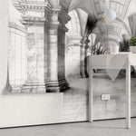 Tapet Personalizat Victorian cu schita arhitecturala al unei hol cu coloane cu viziune in spatiu - HALLWAY OF ANTIQUITY