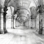 Tapet Personalizat Victorian cu schita arhitecturala al unei hol cu coloane cu viziune in spatiu - HALLWAY OF ANTIQUITY