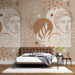 Tapet Personalizat Victorian cu statueta victoriana in stil boho in nuante de bej si maro - VICTORIAN BOHO SCULPTURE III