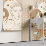 Tapet Personalizat Victorian cu statueta victoriana in stil boho in nuante de bej si maro - VICTORIAN BOHO SCULPTURE III