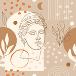 Tapet Personalizat Victorian cu statueta victoriana in stil boho in nuante de bej si maro - VICTORIAN BOHO SCULPTURE III