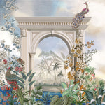 Tapet Personalizat Victorian cu arcada de piatra si vegetatie cu pauni - MAJESTIQUE PEACOCK ARCH