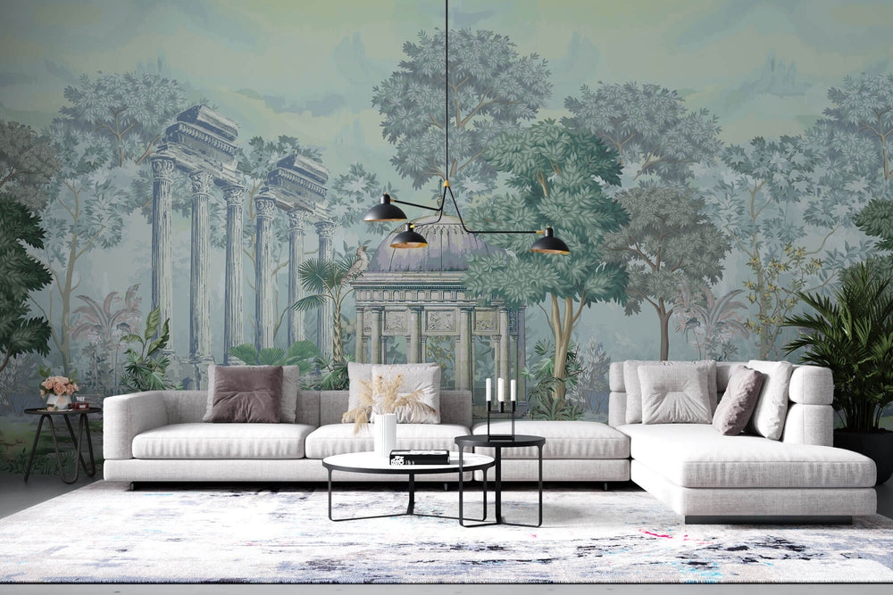 Tapet Personalizat Victorian cu ruine de piatra si vegetatie - VICTORIAN PAVILION