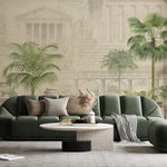 Tapet Personalizat Victorian cu cladire eche cu inscriptii si palmieri - ROMAN INSCRIPTIONS