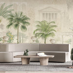 Tapet Personalizat Victorian cu cladire eche cu inscriptii si palmieri - ROMAN INSCRIPTIONS