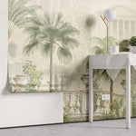 Tapet Personalizat Victorian cu cladire eche cu inscriptii si palmieri - ROMAN INSCRIPTIONS