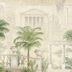 Tapet Personalizat Victorian cu cladire eche cu inscriptii si palmieri - ROMAN INSCRIPTIONS