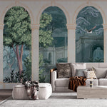 Tapet Personalizat Victorian cu coloane ruine si gradina pe inserat - MIDNIGHT VICTORIAN GARDEN