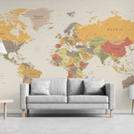 Tapet Personalizat cu harta lumii in culori calde - WARM PASTEL MAP