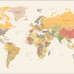 Tapet Personalizat cu harta lumii in culori calde - WARM PASTEL MAP