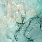 Tapet personalizat marble in nuante de verde alga si praf auriu goldish algae
