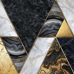 Tapet personalizat marble cu forme abstracte art deco in nuante de negru alb si auriu art deco marble