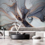 Tapet personalizat marble in nuante de agat natural gri grey agate