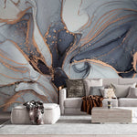 Tapet personalizat marble in nuante de agat natural gri grey agate