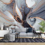 Tapet personalizat marble in nuante de agat natural gri grey agate