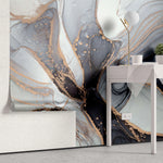 Tapet personalizat marble in nuante de agat natural gri grey agate