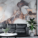Tapet personalizat marble in nuante de roz pal, gri si alb pinky marble