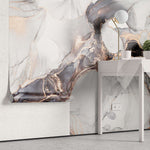Tapet personalizat marble in nuante de roz pal, gri si alb pinky marble