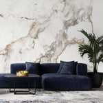 Tapet personalizat marble in nuante de marmura alba clasica cu insertii maro clasic marble