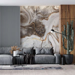 Tapet personalizat marble in nuante de maro si alb in forma de vartejuri latte swirl