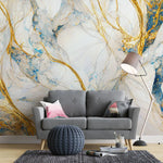 Fototapet personalizat marble in nuante deschise cu insertii aurii zeus's lightining