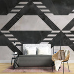 Tapet personalizat marble cu modele azteci in nuante de alb negru aztec marble