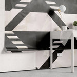 Tapet personalizat marble cu modele azteci in nuante de alb negru aztec marble