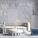 Tapet personalizat marble in nuante de marmura alba cu modele anstracte minimaliste minimalist marble design