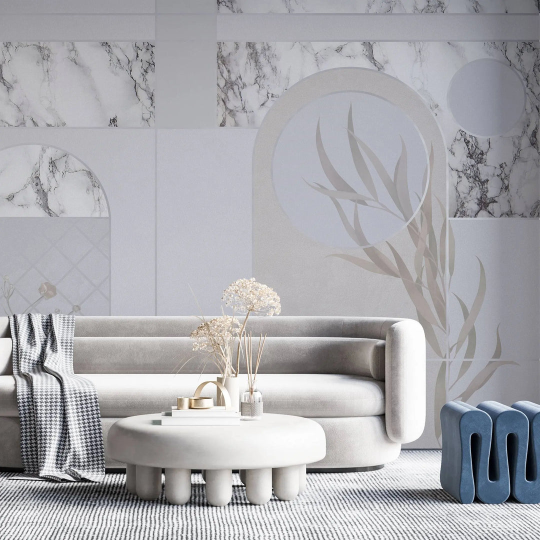 Tapet personalizat marble in nuante de marmura alba cu modele anstracte minimaliste minimalist marble design