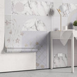 Tapet personalizat marble in nuante de marmura alba cu modele anstracte minimaliste minimalist marble design