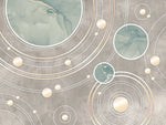 Tapet personalizat marble cu cercuri abstracte in nuante de verde menta si maro marble solar system