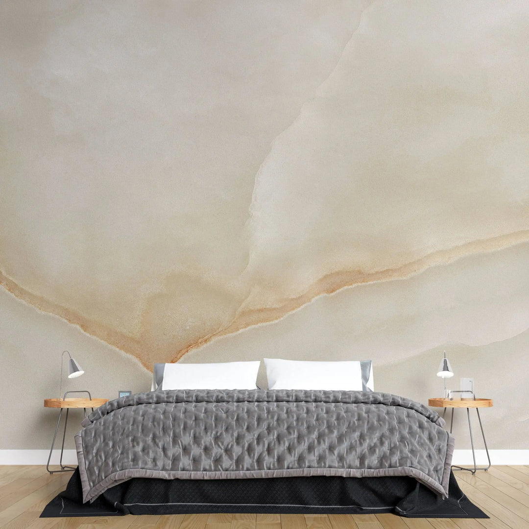 Tapet personalizat marble in nuante fine de bej si alb sidefat de marmura cuart finesse