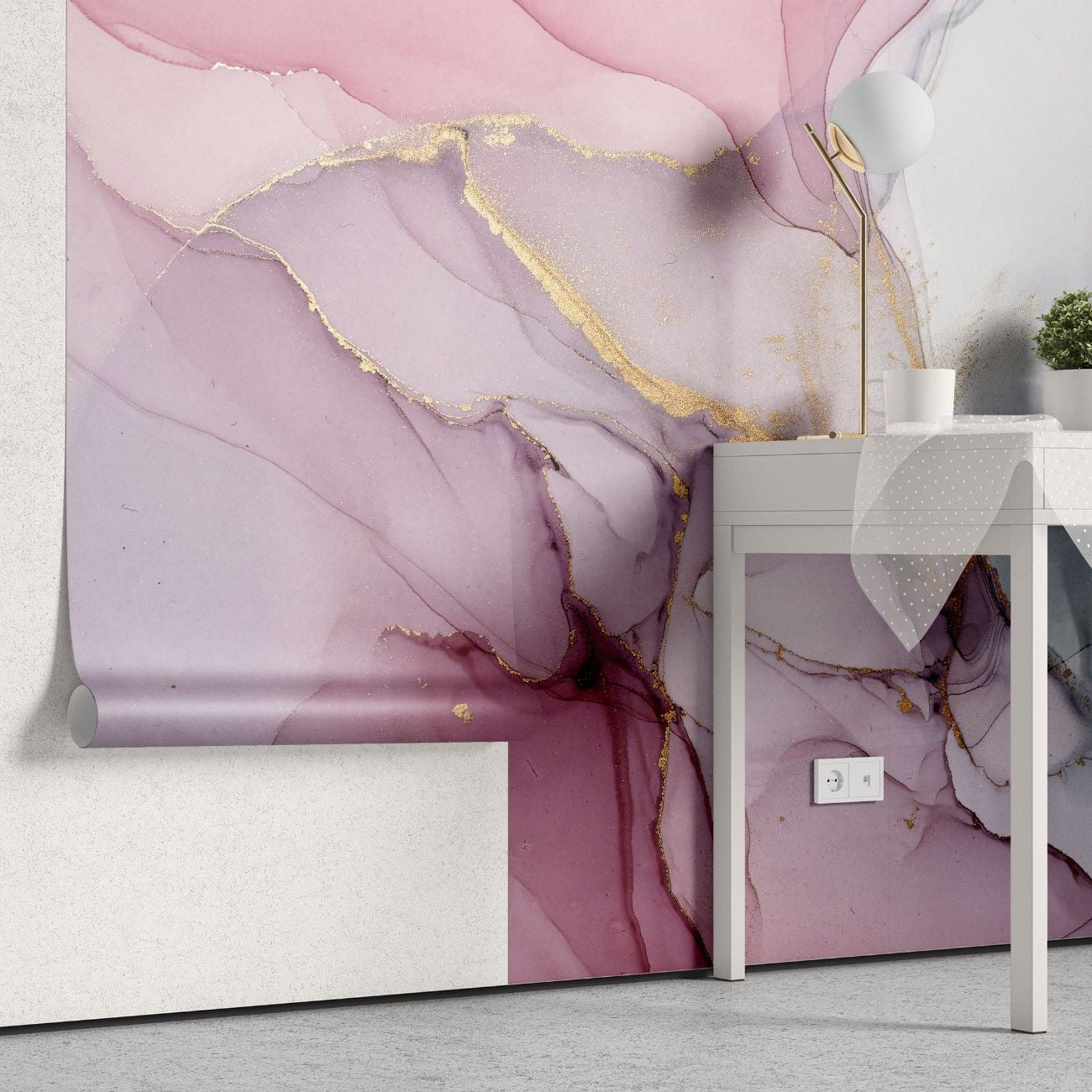 tapet personalizat marble cu o textura delicata de marmura in tonuri de roz pastel aducand finete si eleganta subtila pink delicacy