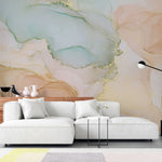 Tapet personalizat marble cu o textura de piatra in nuante blande de caisa si crem ideala pentru o atmosfera primitoare soft apricot