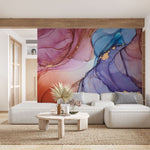 Tapet personalizat marble cu o marmura dramatica in tonuri profunde de indigo si albastru inchis aducand o nota de mister indigo