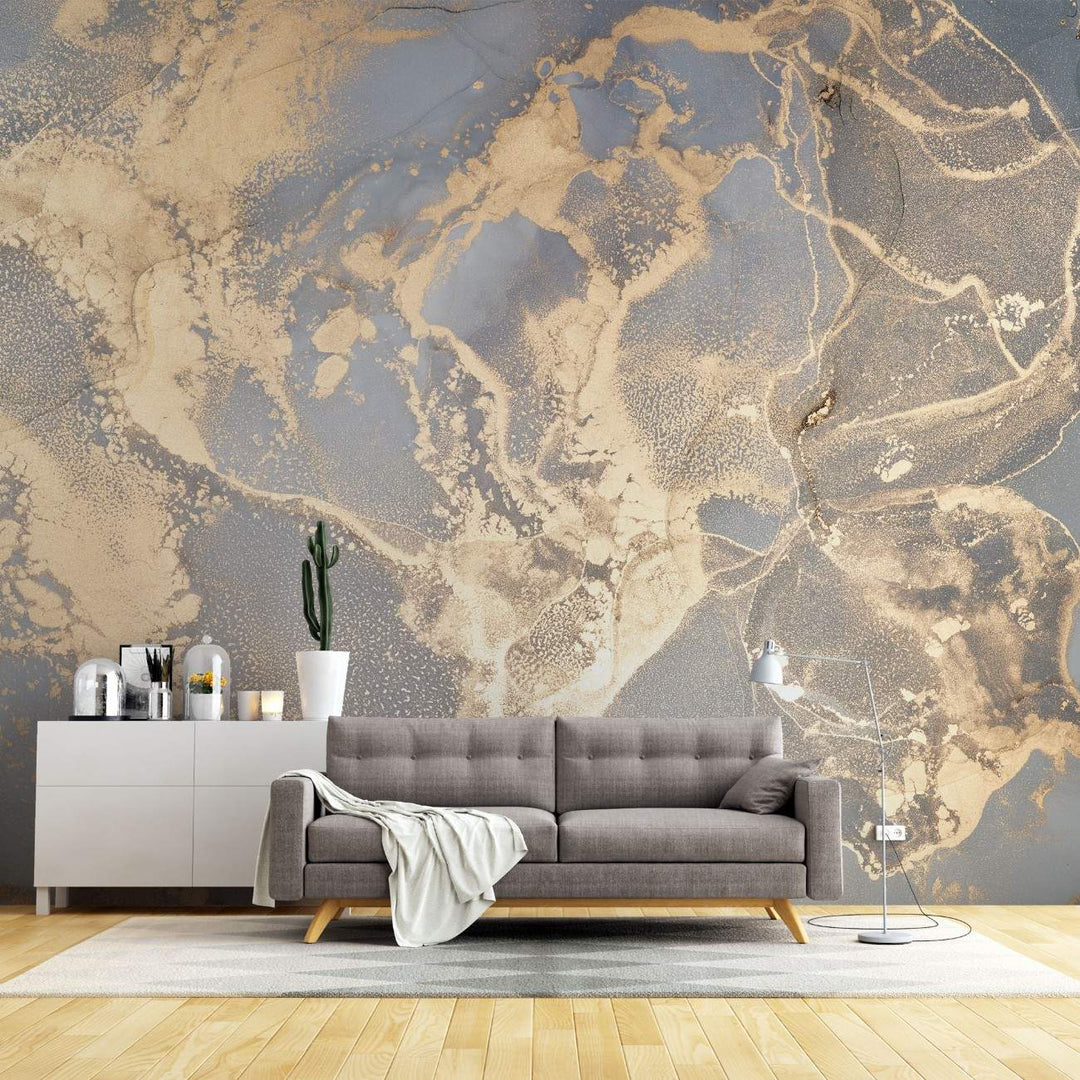 Tapet personalizat marble cu o textura de piatra cu tonuri de alb si gri deschis si accente de sclipiri ice glitter