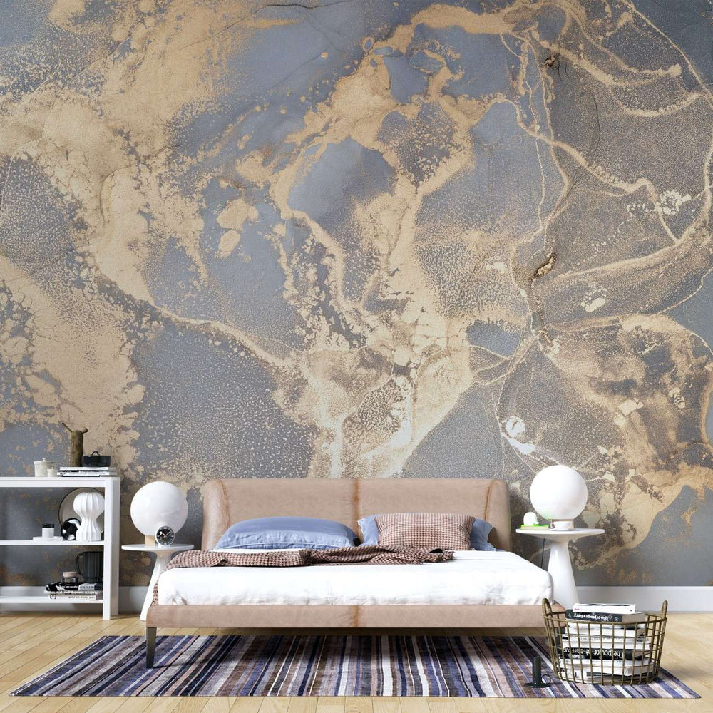 Tapet personalizat marble cu o textura de piatra cu tonuri de alb si gri deschis si accente de sclipiri ice glitter