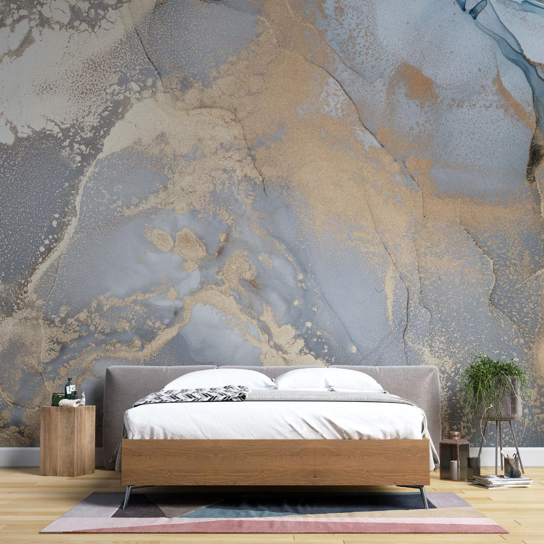 Tapet personalizat marble cu o piatra cu detalii fine in tonuri de alb gri si bej pentru un decor subtil si sofisticat delicacy