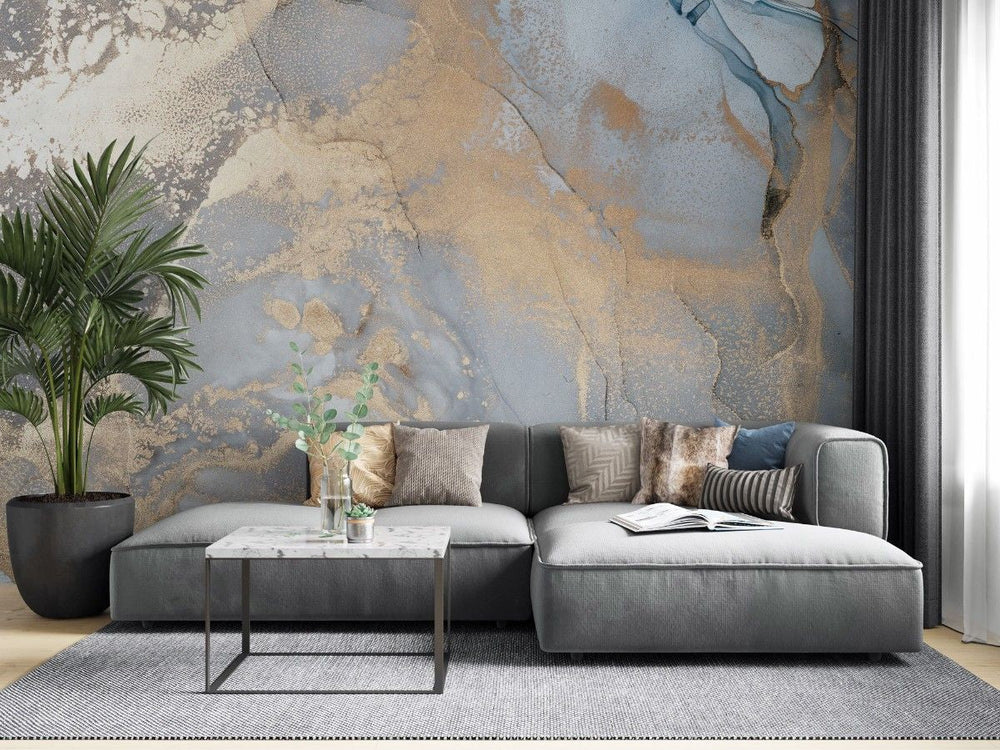 Tapet personalizat marble cu o piatra cu detalii fine in tonuri de alb gri si bej pentru un decor subtil si sofisticat delicacy