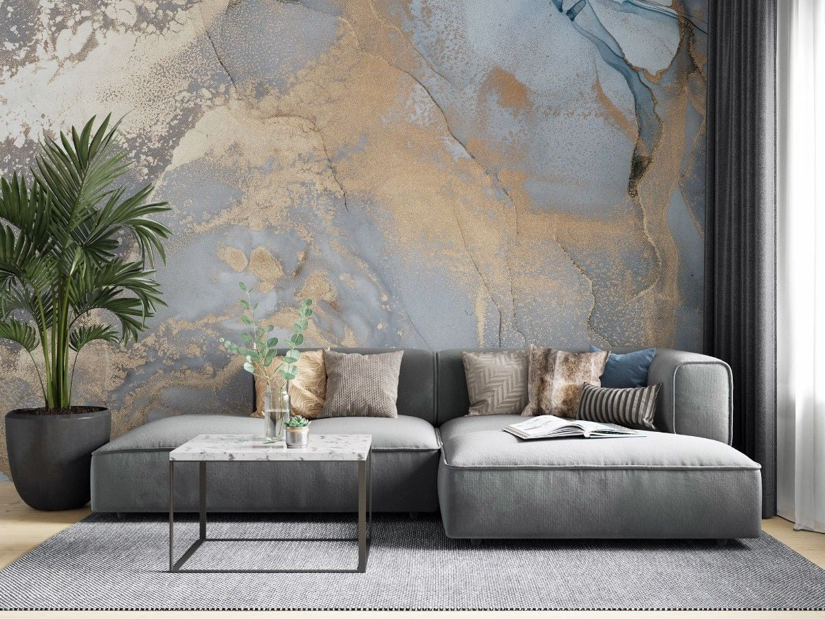tapet personalizat marble cu o piatra cu detalii fine in tonuri de alb gri si bej pentru un decor subtil si sofisticat delicacy