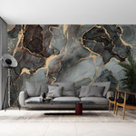 Tapet personalizat marble cu o marmura intunecata inspirata de roci vulcanice aducand un aspect robust si misterios volcanic marble