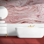 Tapet personalizat marble cu o piatra in tonuri de alb si rosu inspirand o estetica dulce si vibranta candycane