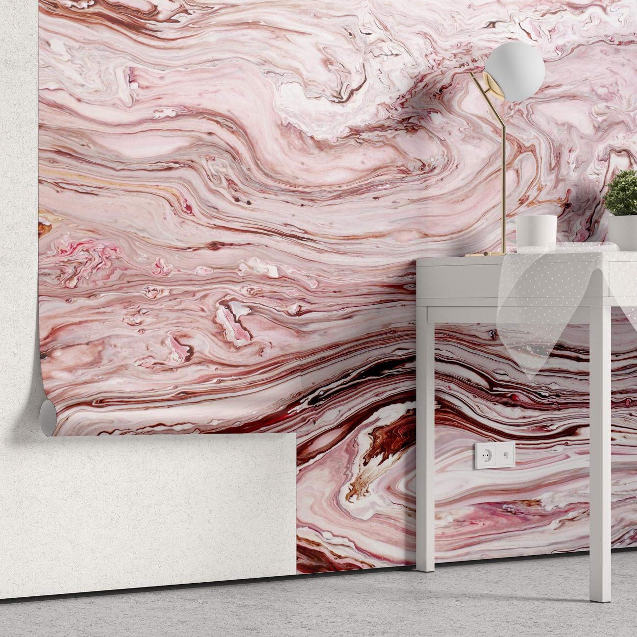 tapet personalizat marble cu o piatra in tonuri de alb si rosu inspirand o estetica dulce si vibranta candycane