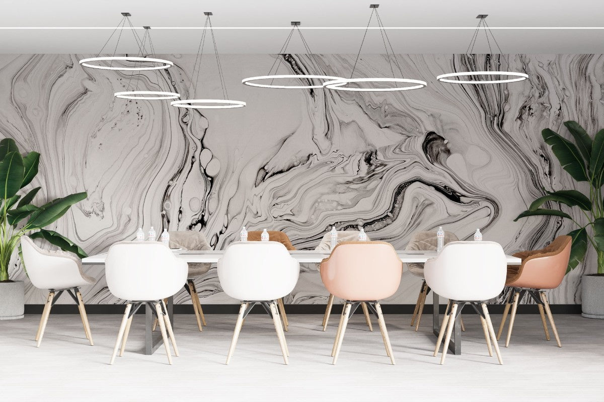 tapet personalizat marble cu o marmura alba cu detalii fine asemanatoare cernelii ce ofera luminozitate si rafinament white ink