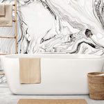 Tapet personalizat marble cu o marmura alba cu detalii fine asemanatoare cernelii ce ofera luminozitate si rafinament white ink