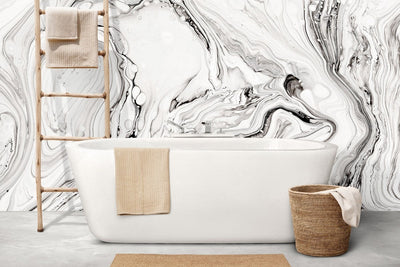 tapet personalizat marble cu o marmura alba cu detalii fine asemanatoare cernelii ce ofera luminozitate si rafinament white ink