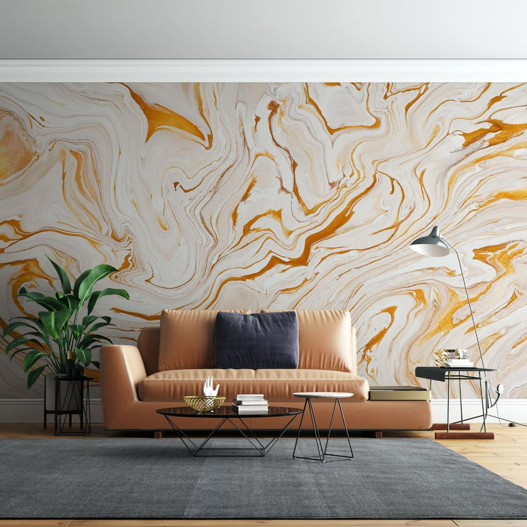 Tapet personalizat marble cu o piatra in nuante calde de caisa si roz pal pentru un ambient relaxant si delicat sweet apricot