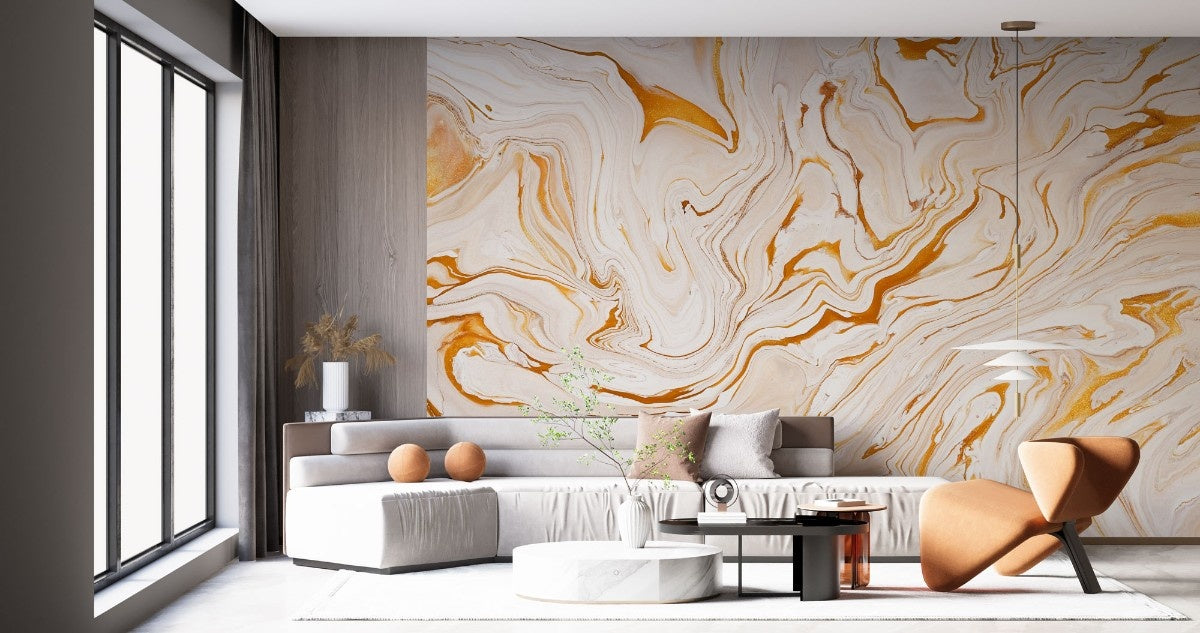 tapet personalizat marble cu o piatra in nuante calde de caisa si roz pal pentru un ambient relaxant si delicat sweet apricot