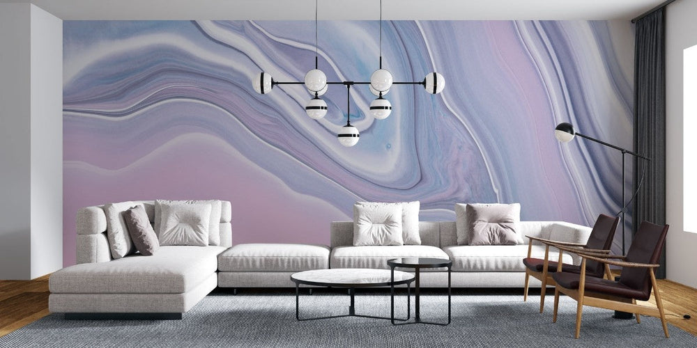 Tapet personalizat marble cu o textura abstracta de piatra in tonuri de roz si violet inspirand un peisaj cosmic pink nebula