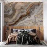 Tapet personalizat marble cu un model de piatra semipretioasa de agat gri cu straturi delicate ce ofera un decor sofisticat brown agate
